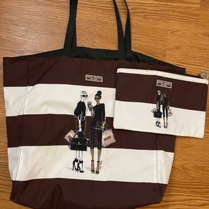 Henri Bendel uptown girl reversible shopper and cosmetic bag